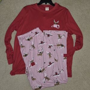 Munki Munki Dachshund Holiday Print Pajamas